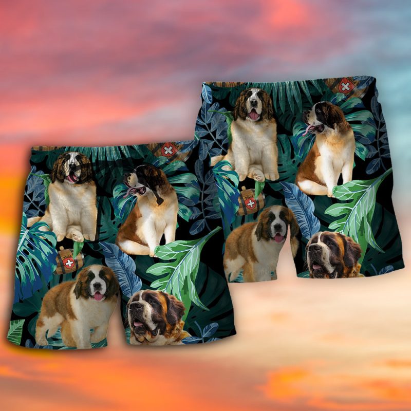 Saint Bernard Dog Tropical Leaf Best Fathers Day Gifts Hawaiian Shirt Men 4 46337875