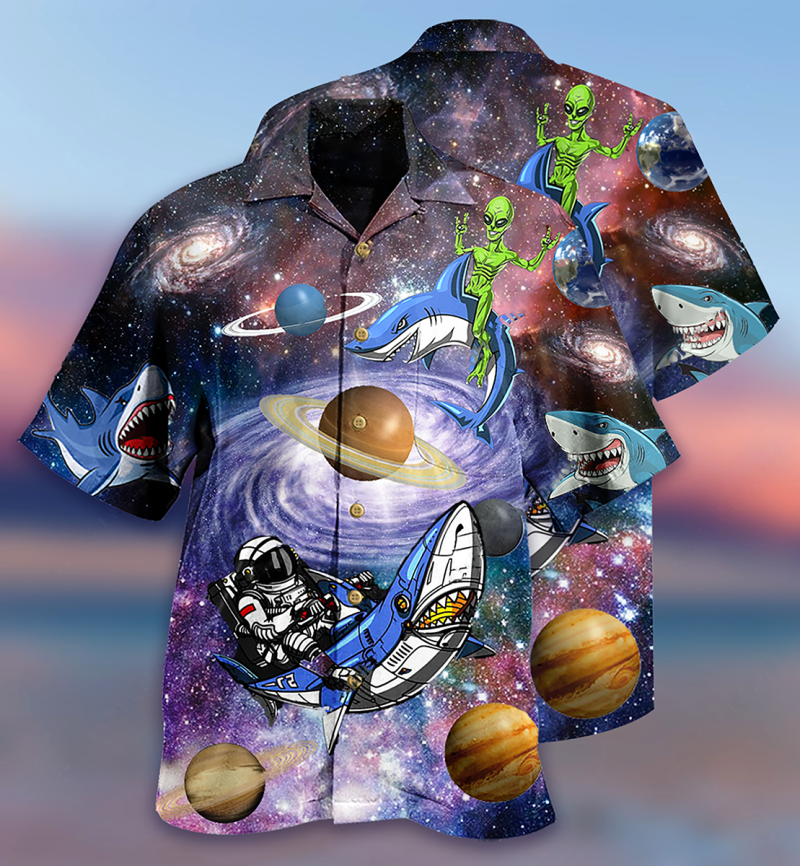 Shark Alien Space Limited Edition Best Fathers Day Gifts Hawaiian Shirt Men 3 71136580