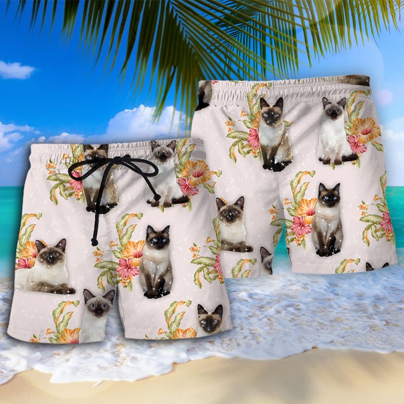 Siamese Cat Tropical Floral 1 Best Fathers Day Gifts Hawaiian Shirt Men 3 34342447