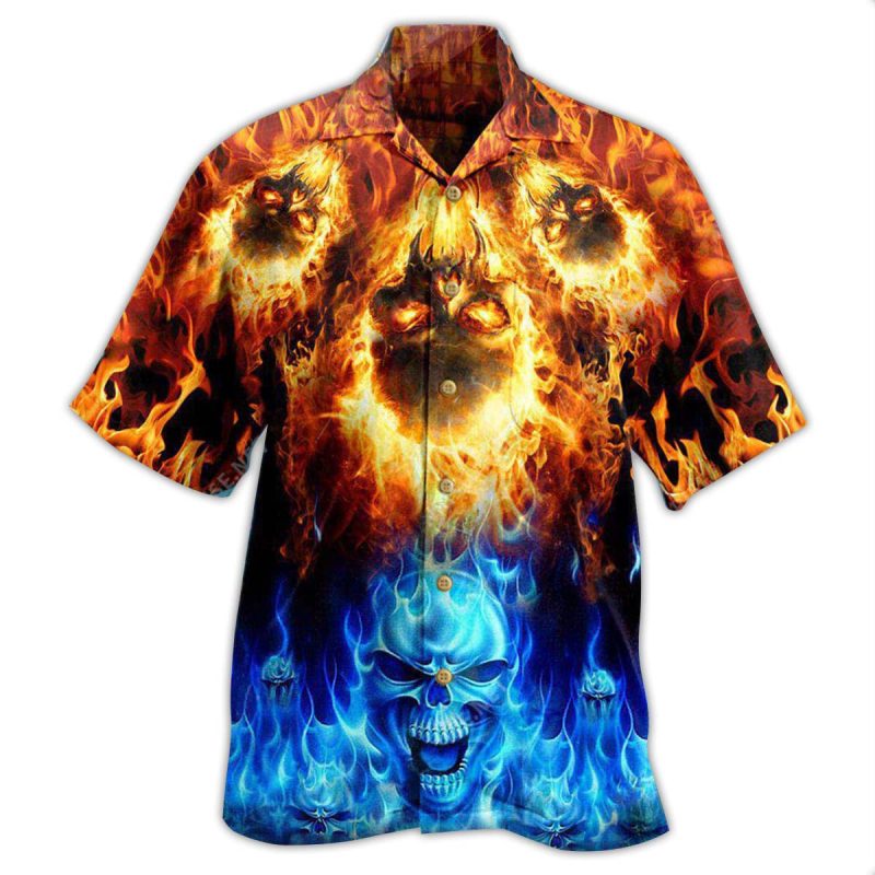 Skulls Fire Burning Forever Edition Best Fathers Day Gifts Hawaiian Shirt Men 1 7986045