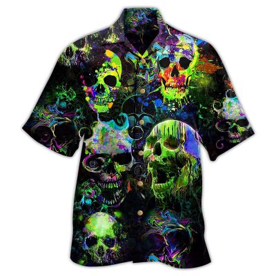 Skulls Green Color Splash Limited Best Fathers Day Gifts Hawaiian Shirt Men