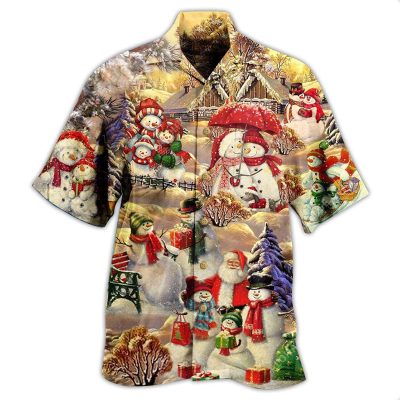 Snowman Couple Love Xmas Limited Best Fathers Day Gifts Hawaiian Shirt Men