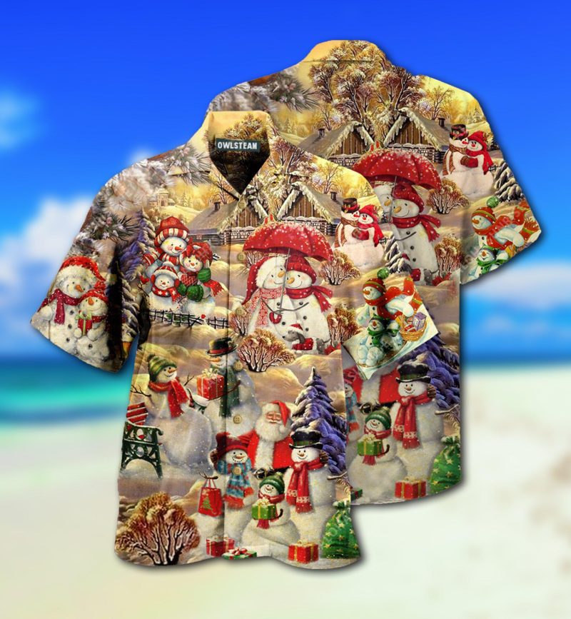 Snowman Couple Love Xmas Limited Best Fathers Day Gifts Hawaiian Shirt Men 2 23836083