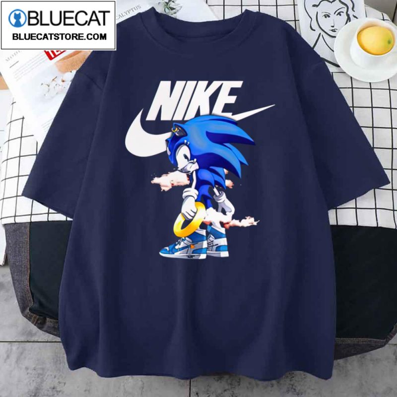Sonic Nike Air Jordan 1 Blue Off White Unisex T Shirt 1