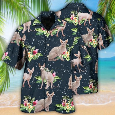 Sphynx Cat Tropical Floral 1 Best Fathers Day Gifts Hawaiian Shirt Men
