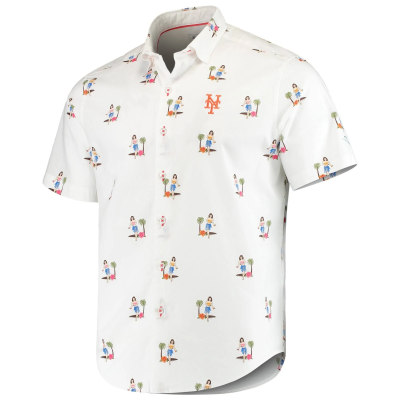 Tommy Bahama White Hula Oasis Button-Up New York Mets Hawaiian Shirt