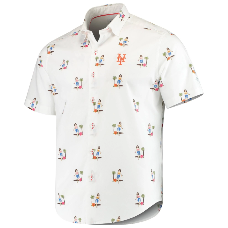 Tommy Bahama White Hula Oasis Button Up New York Mets Hawaiian Shirt 1 80704010