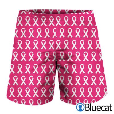White And Pink Breast Cancer Print Men'S Shorts