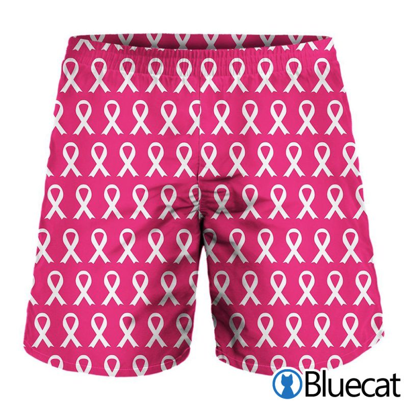 White And Pink Breast Cancer Print MenS Shorts