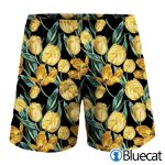 Yellow Tulip Floral Pattern Print MenS Shorts