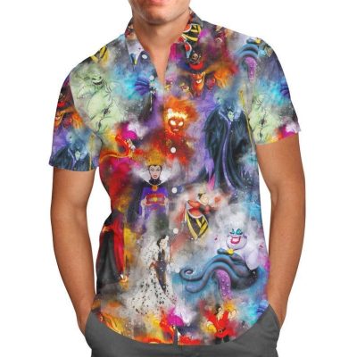 Watercolor Villains For men And Women Graphic Print Short Sleeve Hawaiian Casual Shirt