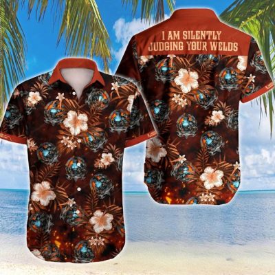 Welder I Am Silently Hawaiian Graphic Print Short Sleeve Hawaiian Casual Shirt