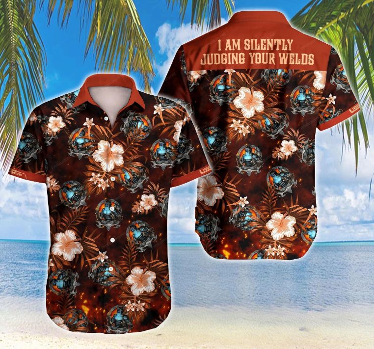 welder i am silently hawaiian graphic print short sleeve hawaiian casual shirt n98majfl