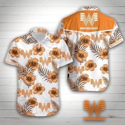 Whataburger Hawaiian Graphic Print Short Sleeve Hawaiian Casual Shirt