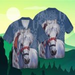 white horse for men and women graphic print short sleeve hawaiian casual shirt y97iwxbo