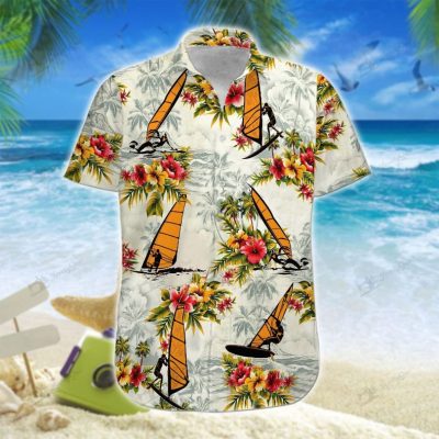 Windsurfing Flowers Hawaii Shirt