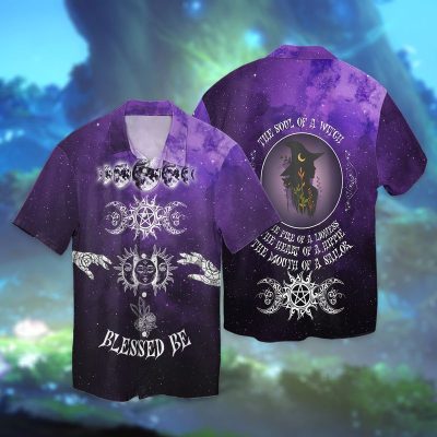 witch soul blessed be the soul of a witch the fire of a lioness graphic print short sleeve hawaiian casual shirt y97iusru