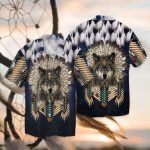 wolf native american for men and women graphic print short sleeve hawaiian casual shirt y979ohla