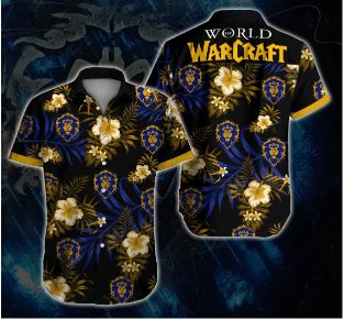 world of warcraft alliance hawaiian graphic print short sleeve hawaiian casual shirt n98vwcir