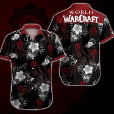 World Of Warcraft Hawaiian V Graphic Print Short Sleeve Hawaiian Casual Shirt