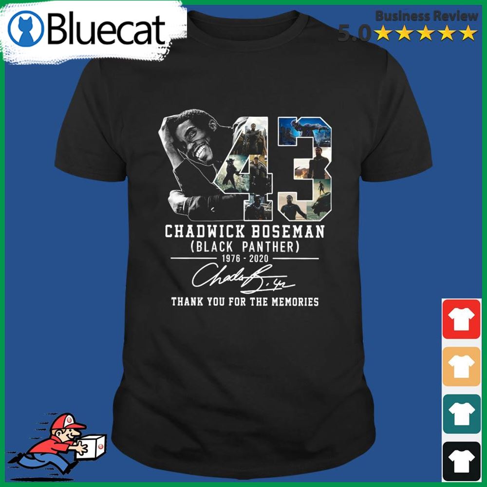 43 Chadwick Boseman Black Panther 1976 2020 Signatures Thank You For The Memories Shirt