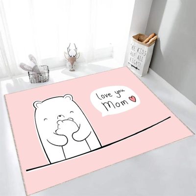 Cute Polar Bear Hugging Her Baby Cartoon Doodle Love Mom Mother And Baby Bear Mama Bear Cute Animal Doodle Girls Room Rug Gift Mom