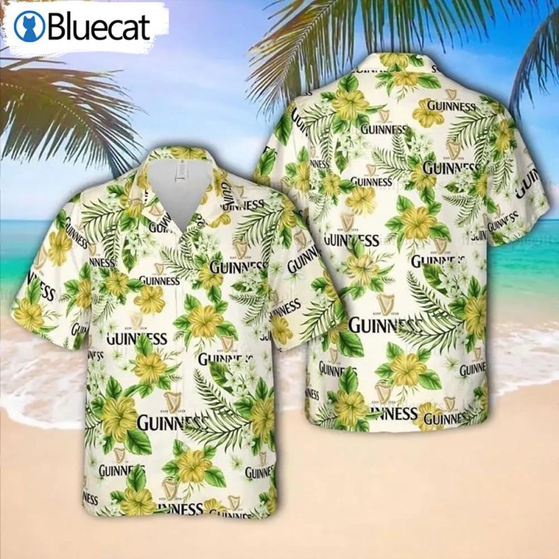 Guinness Draught Beer Hawaiian Shirt Floral Beer Party Gift
