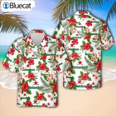 Heineken Beer Hawaiian Shirt Floral Beer Party Gift