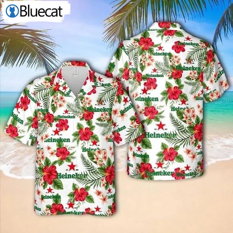 Heineken Beer Hawaiian Shirt Floral Beer Party Gift