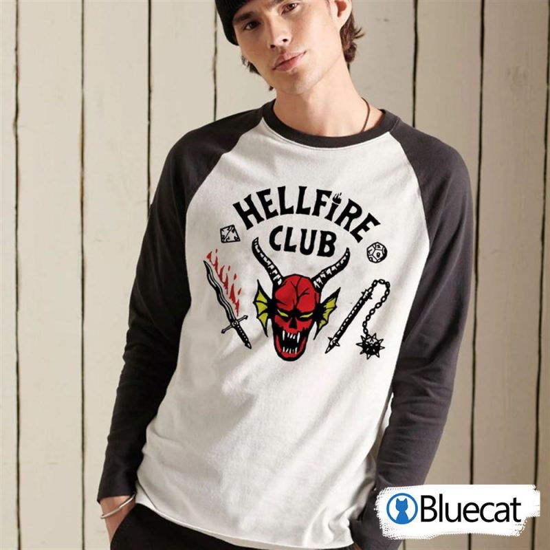 Hellfire club hellfire shirt eddie munson stranger things short sleeve raglan 1