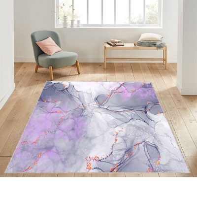 Liquid Marble Painting Rug Design With Gold Glitter