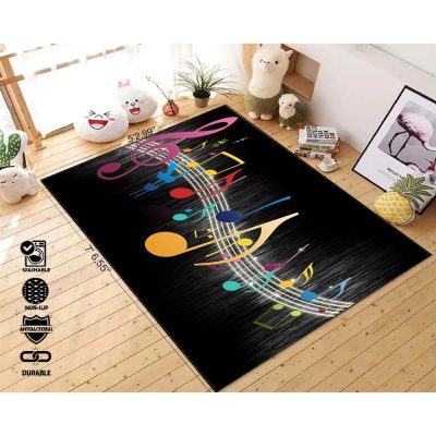 Music Patterned Rug Keys Treble Clef Notes Song Music Note Bass Disco