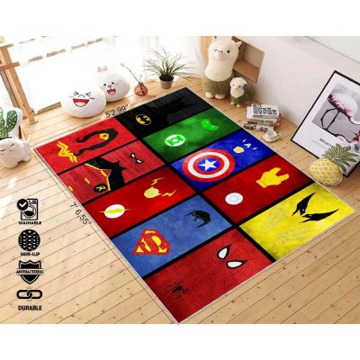 Spiderman Captain America Thor Hulk Iron Man Comics Cartoon Rug Kids Room Decor Rug Super Personage Rug Popular Character Carpet