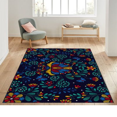 Traditional Mexican Floral Traditional Mexican Floral Rug Mexican Chiapaneco Floral Rug Mexican Folkloric Rug Mexican Patterned Rugs