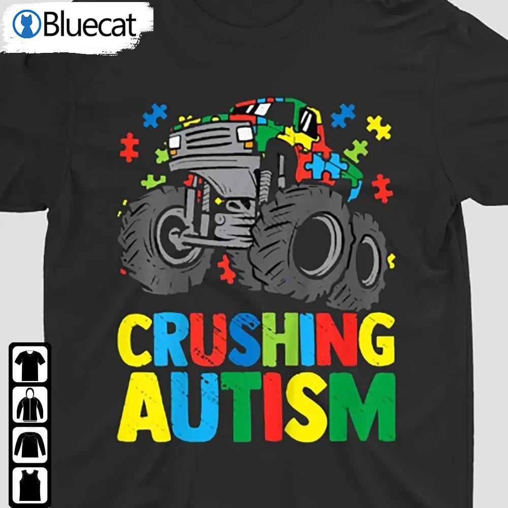 Autism Truck Shirt Crushing Autism Tshirt Kids Monster Truck