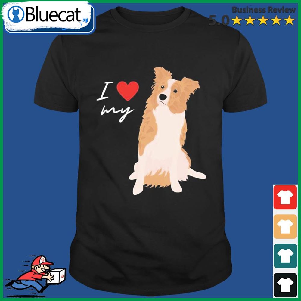 I Love My White And Red Merle Border Collie Dog T – Shirt