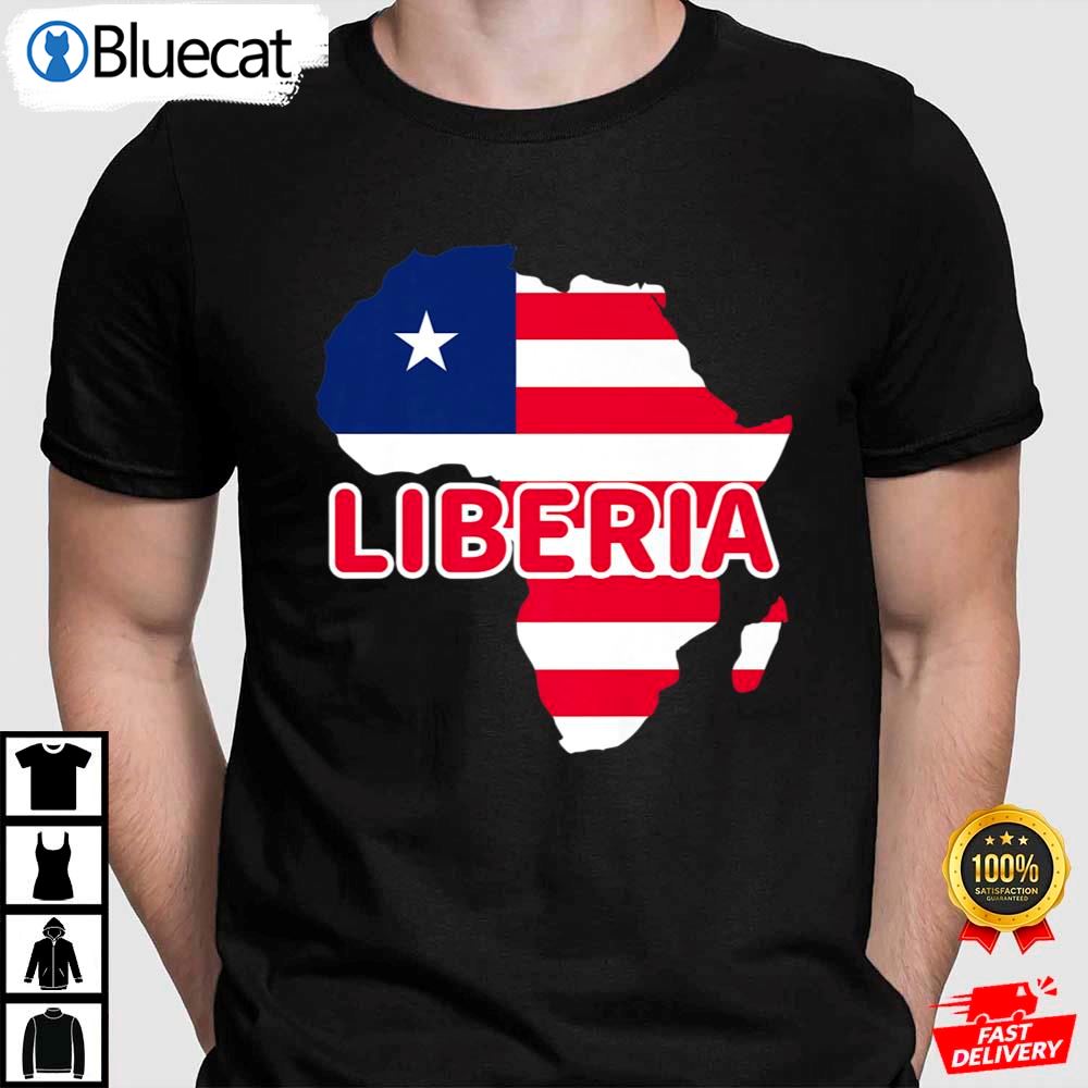 Liberia Liberian Map Africa Pride Flag Shirt