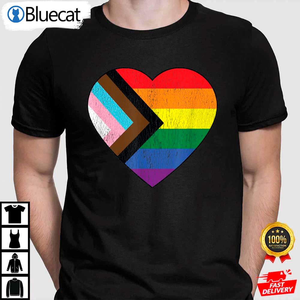 Rainbow Heart Vintage Retro Love Lgbt Pride Flag Shirt
