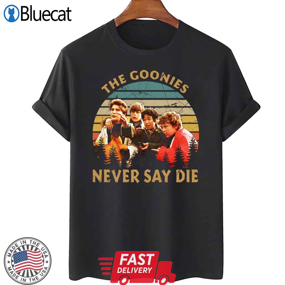 Vintage Retro Never Say Die The Goonies Four Faces Unisex T-shirt