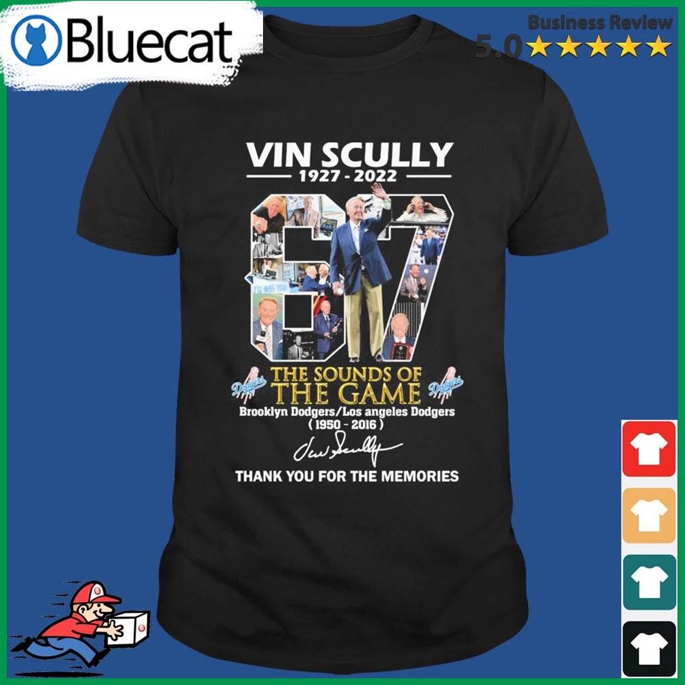 67 Vin Scully The Sounds Of The Game 1927-2022 Thank You For The Memories Signatures Shirt