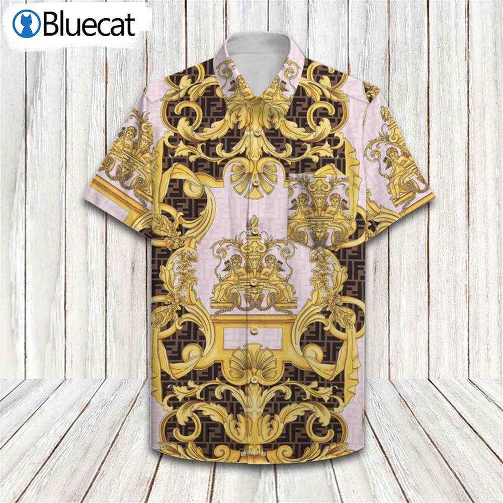 Versace 2023 Luxury Gold Summer Hawaiian Shirt - Binteez