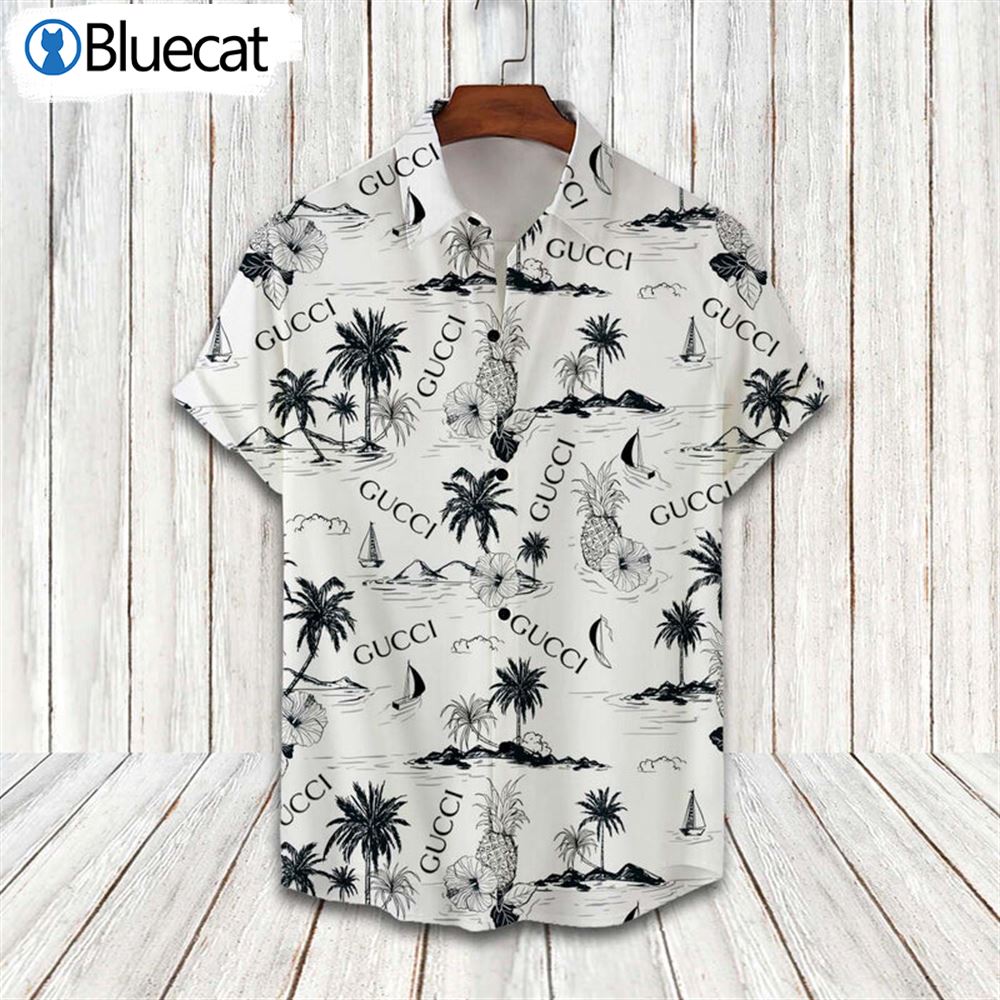 Gucci Limited 2022 Combo Hawaiian Shirt Beach Shorts And Flip Flop - Bluecat
