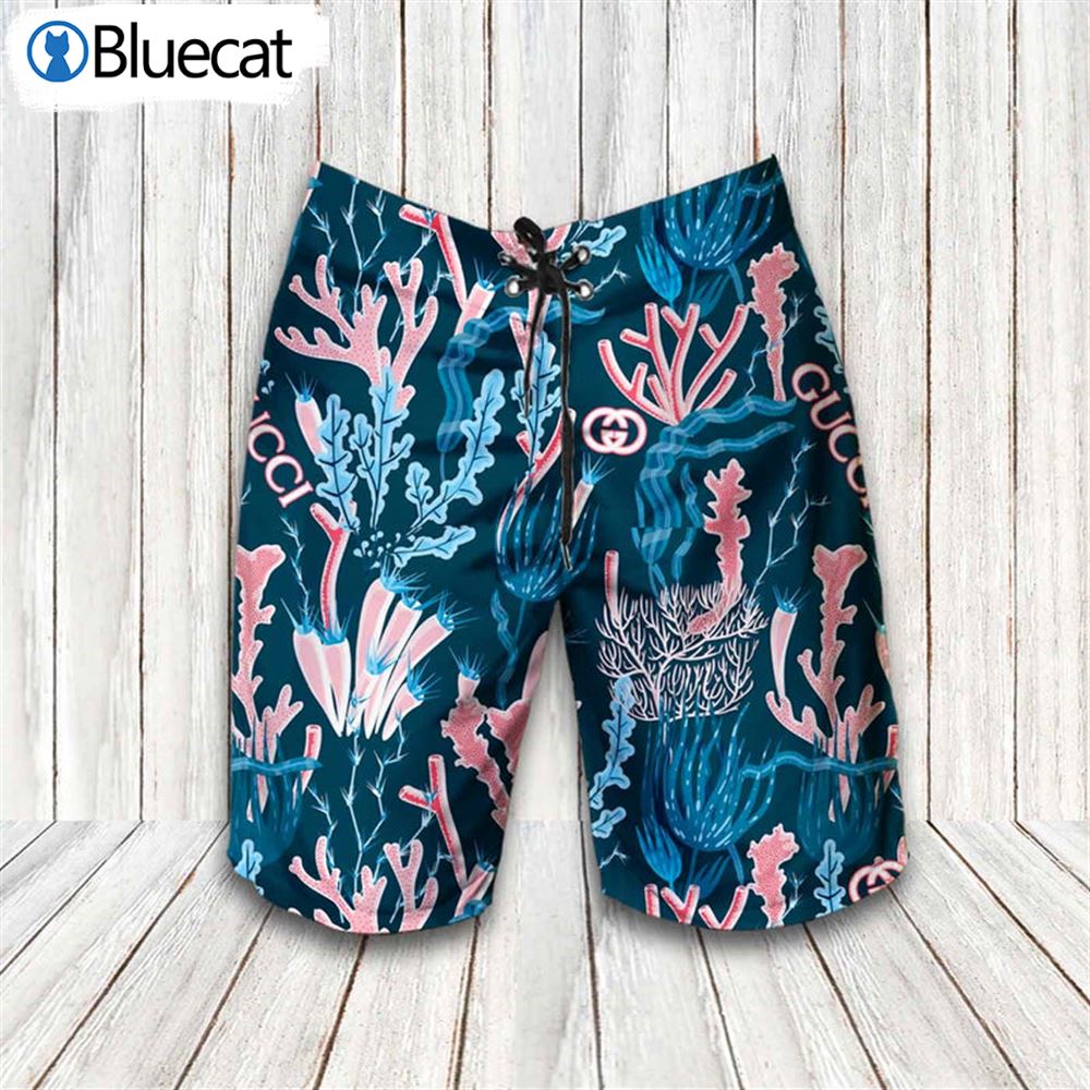 Gucci Limited 2022 Combo Hawaiian Shirt Beach Shorts And Flip Flop - Bluecat