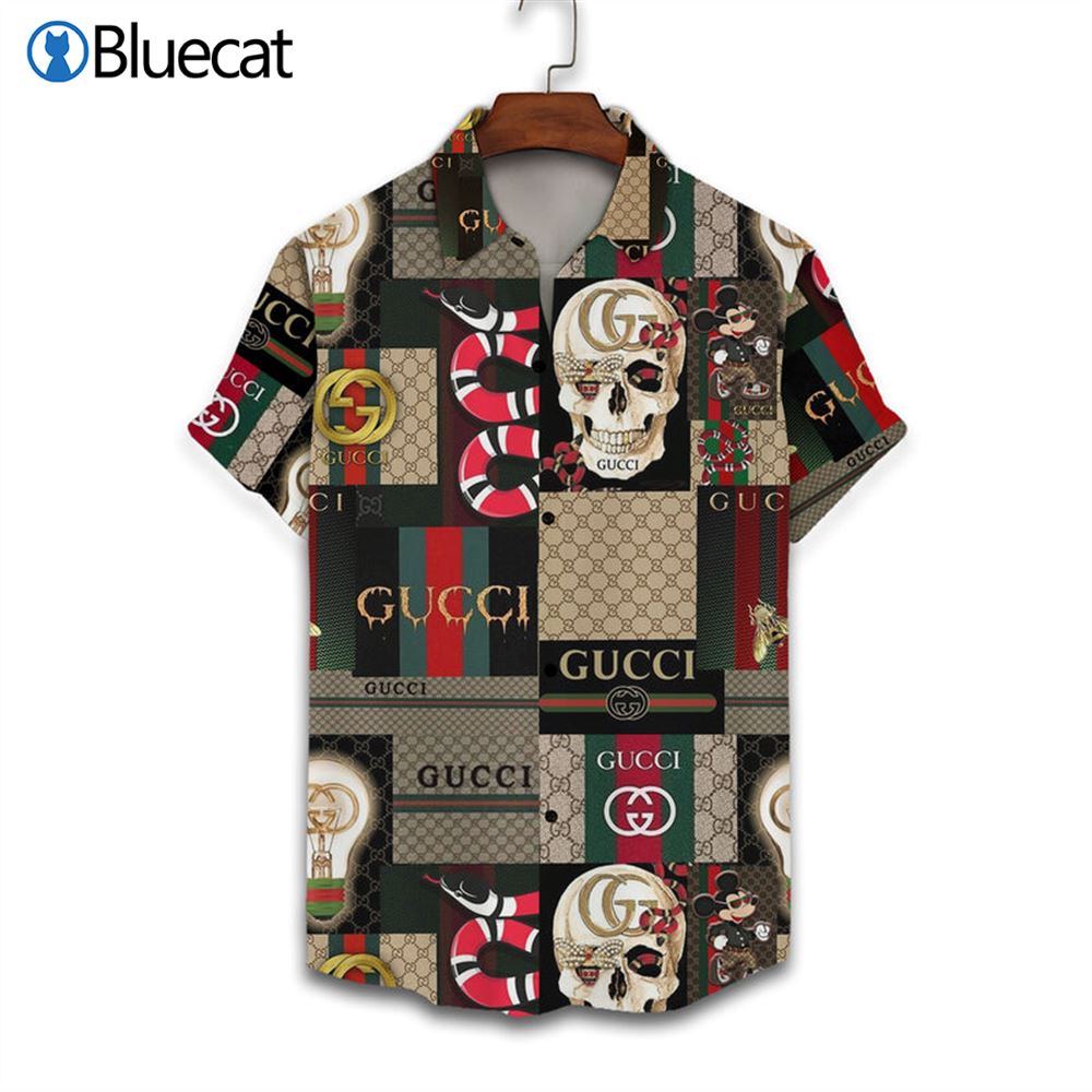 Gucci Fashion 2022 Combo Hawaiian Shirt Beach Shorts And Flip Flop - Bluecat