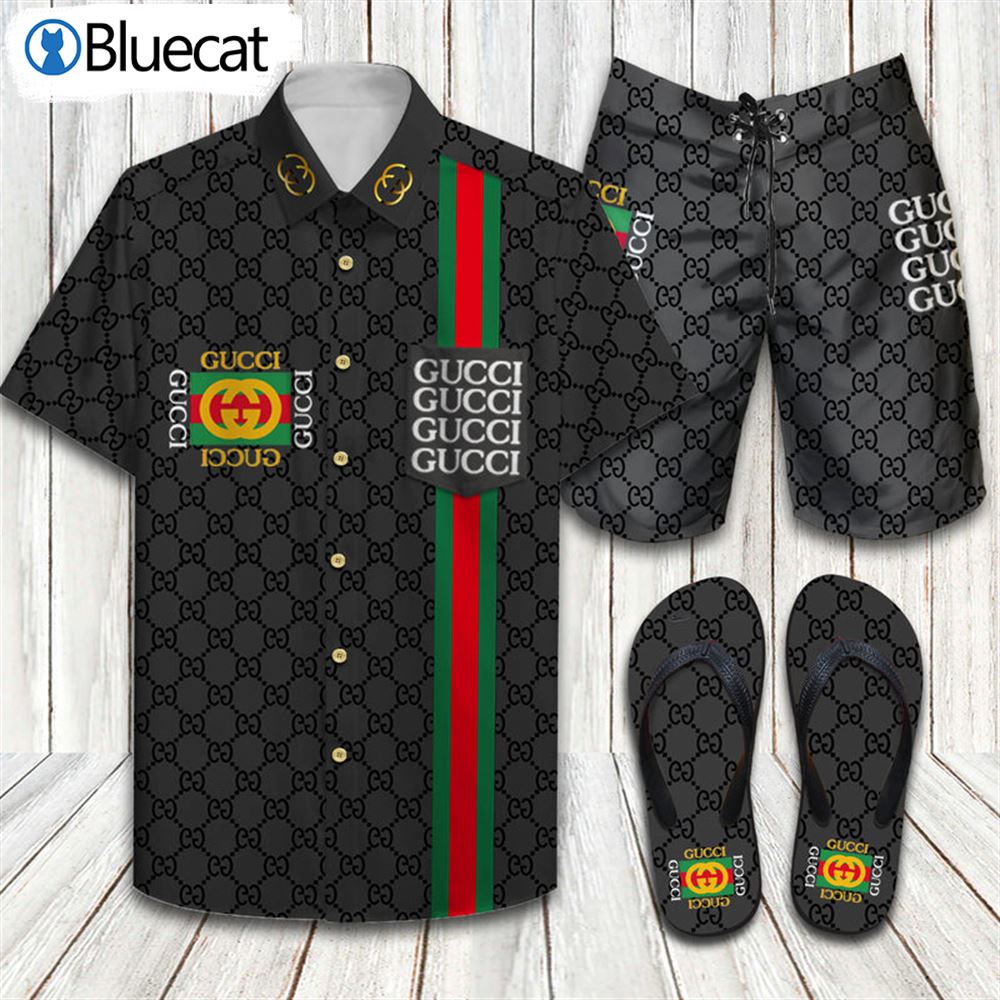 Gucci flip flops and combo hawaiian shirt, beach shorts luxury summer  clothes style #500 Hawaii Shirt Shorts & Flip Flops in 2023