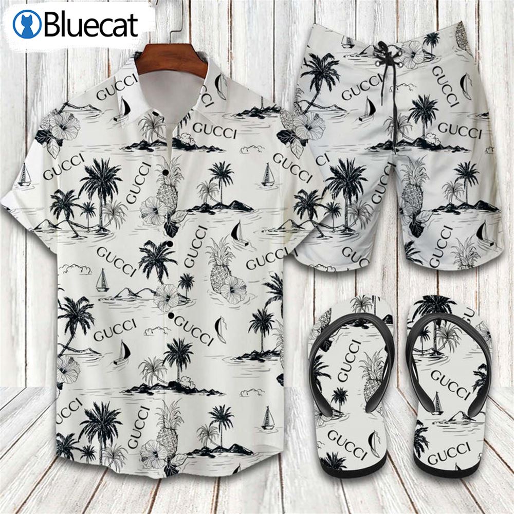 Gucci Limited 2022 Combo Hawaiian Shirt Beach Shorts And Flip Flop