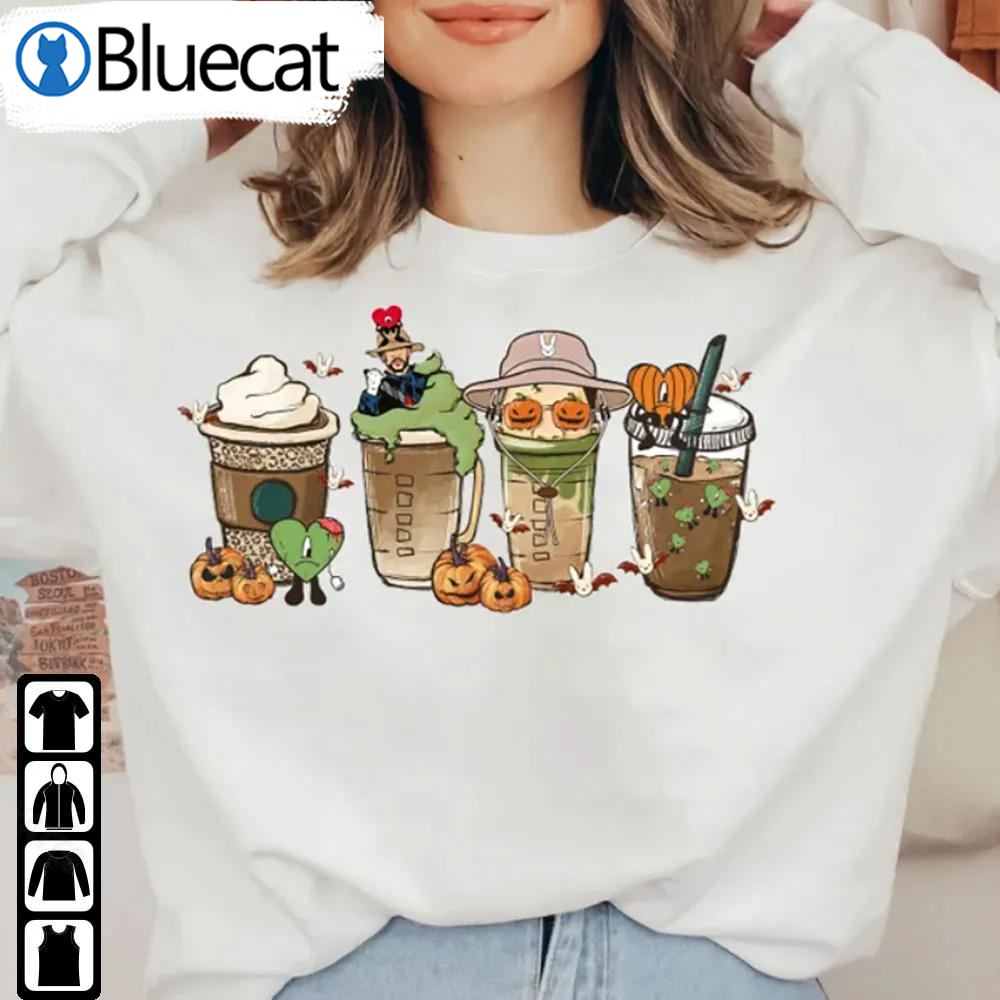 Halloween Bad Bunny Shirt Horror Coffee Latte Un Verano Sin Ti
