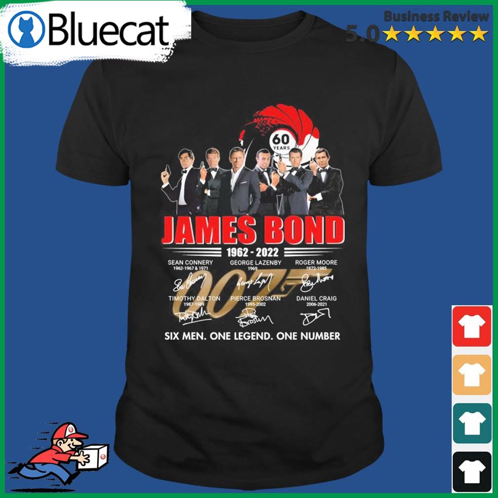 James Bond 007 60 Years 1962-2022 Six Men One Legend One Number Signatures Shirt