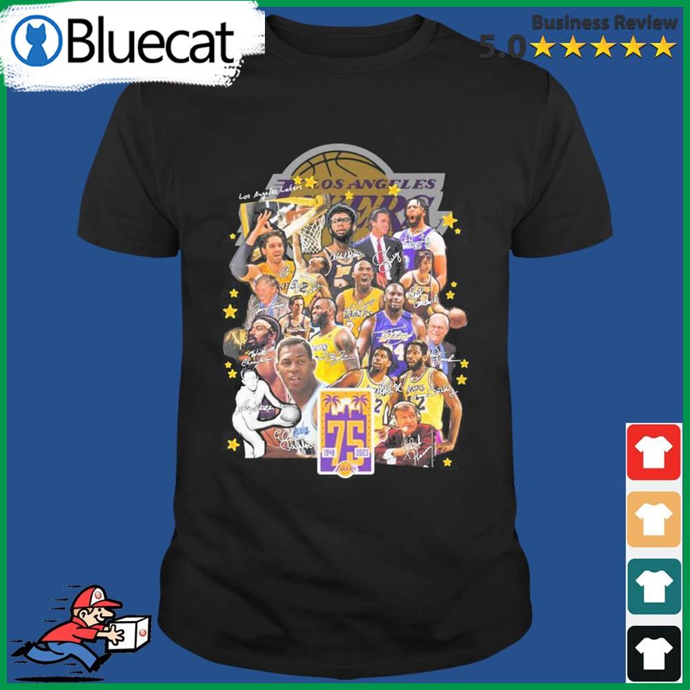 Los Angeles Lakers 75 Years 1948-2023 Signatures Shirt
