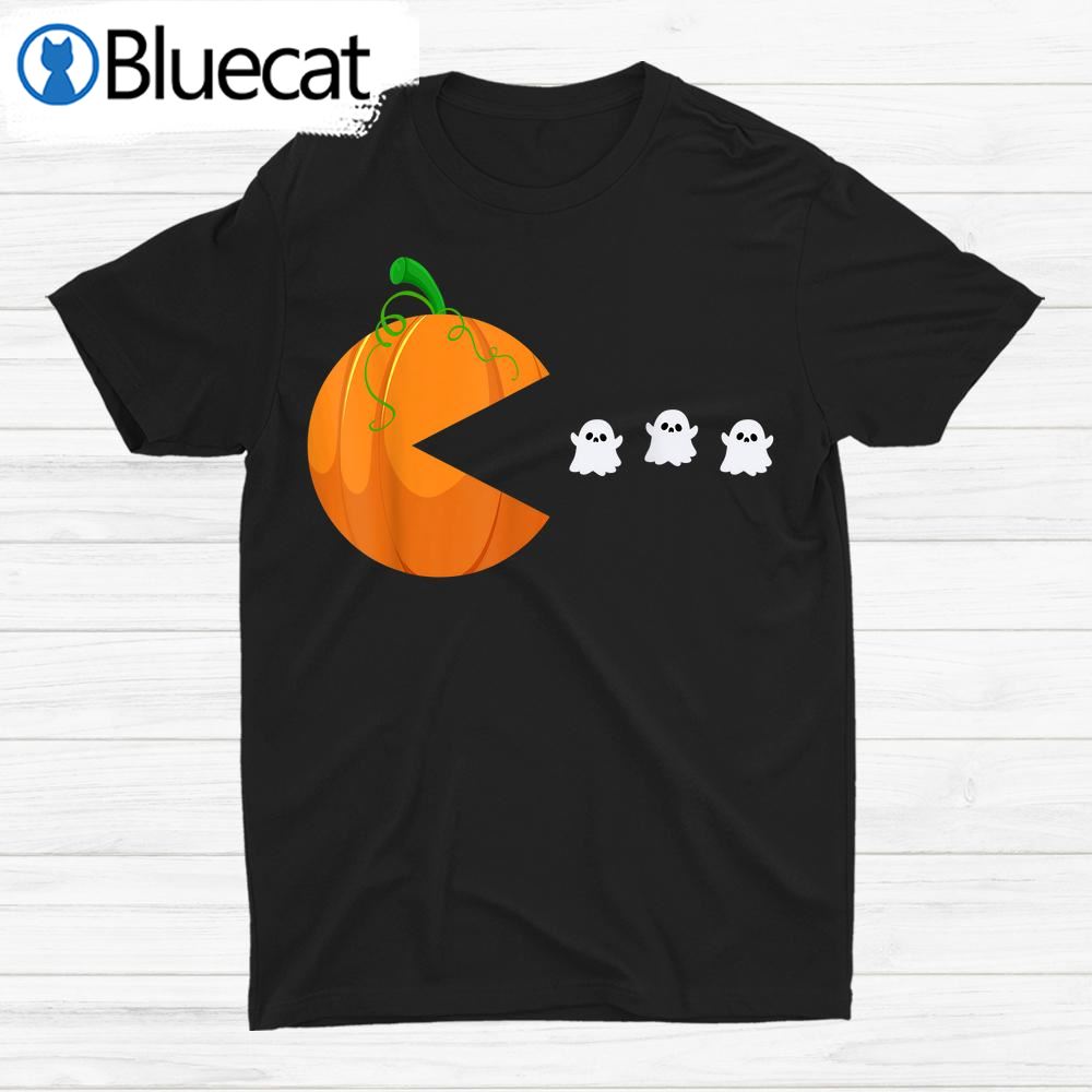 Pumpkin Ghosts Gamer Funny Halloween Video Games Shirt